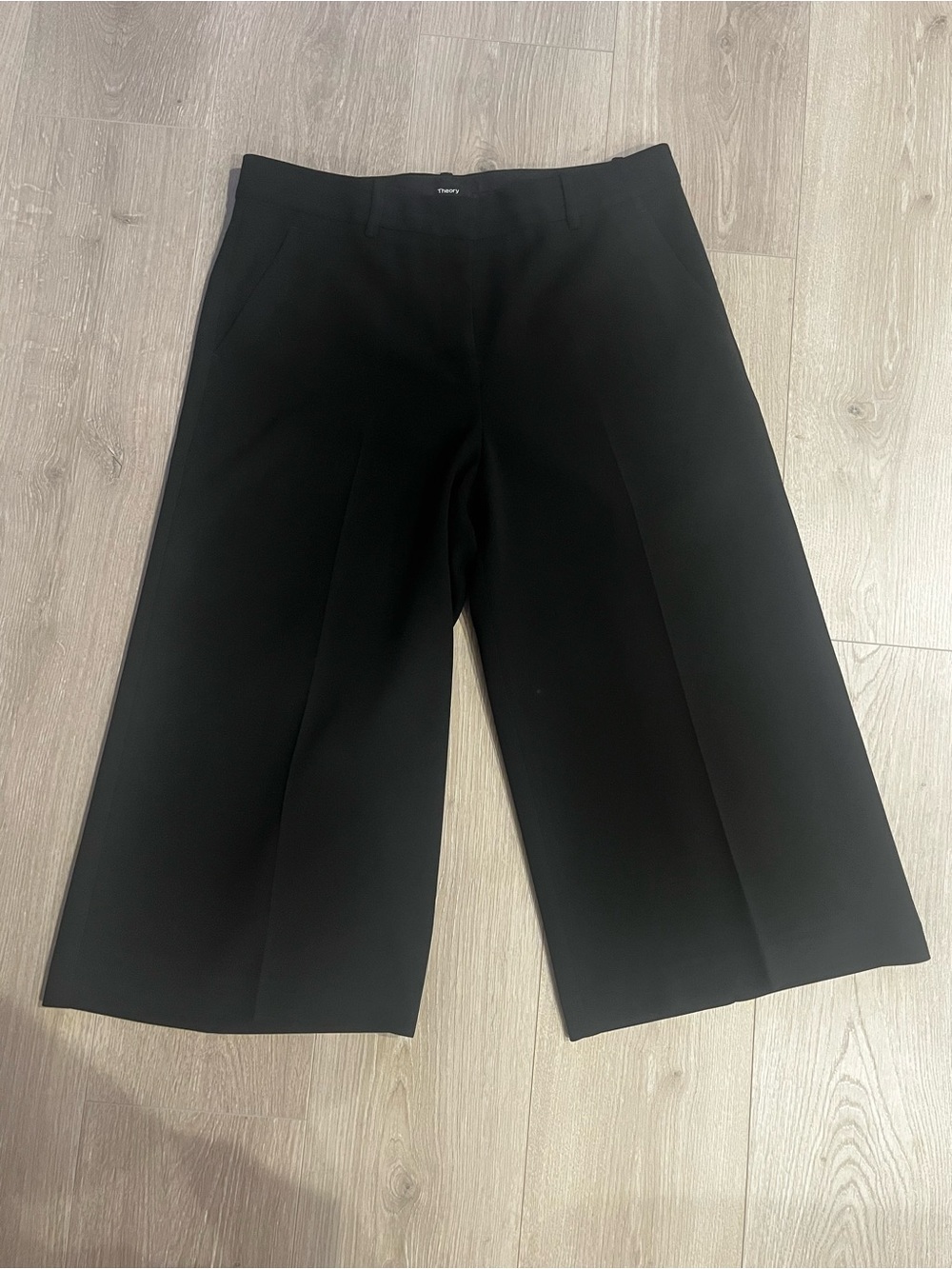 Theory Black Wide-Leg Cropped Trousers